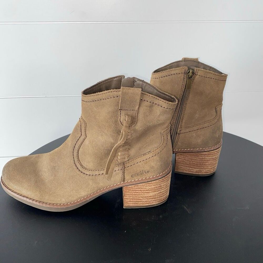 Earth Irene Round Toe Block Heel Ankle Boots Brown Genuine Leather Sz 11 - Picture 6 of 14